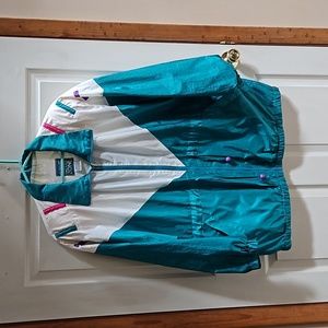 Climate Zone retro windbreaker aqua/white 18w/20w $25